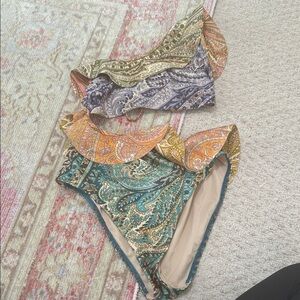 Zimmermann Paisley One-Piece Swimsuit in Teal, Yellow, Pink, Green